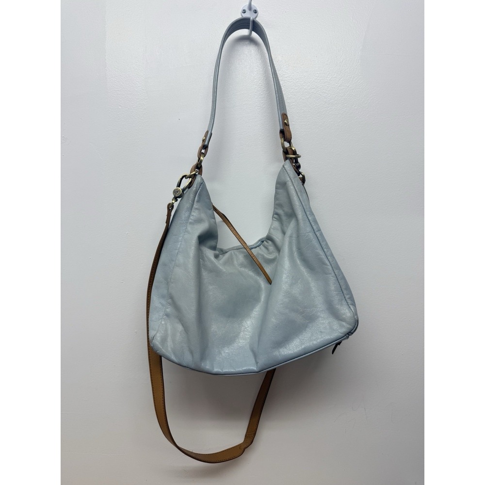 HOBO International Delilah Hobo Bag Powder Blue Leather Shoulder Crossbody #44